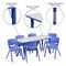 Emma and Oliver 23.625"W x 47.25"L Rectangular Plastic Height Adjustable Activity Table Set with 6 Chairs